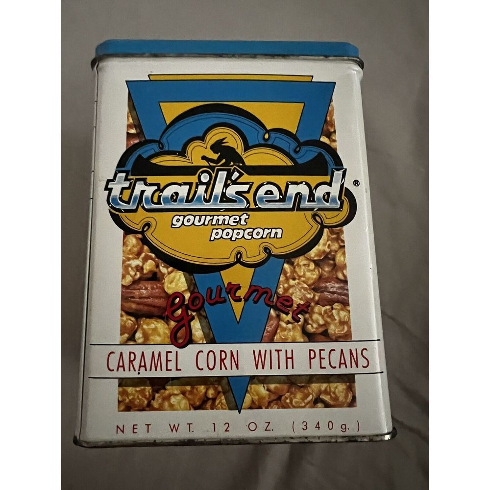 Vintage 1989 Trails End Gourmet Popcorn Collectible Metal Tin Canister